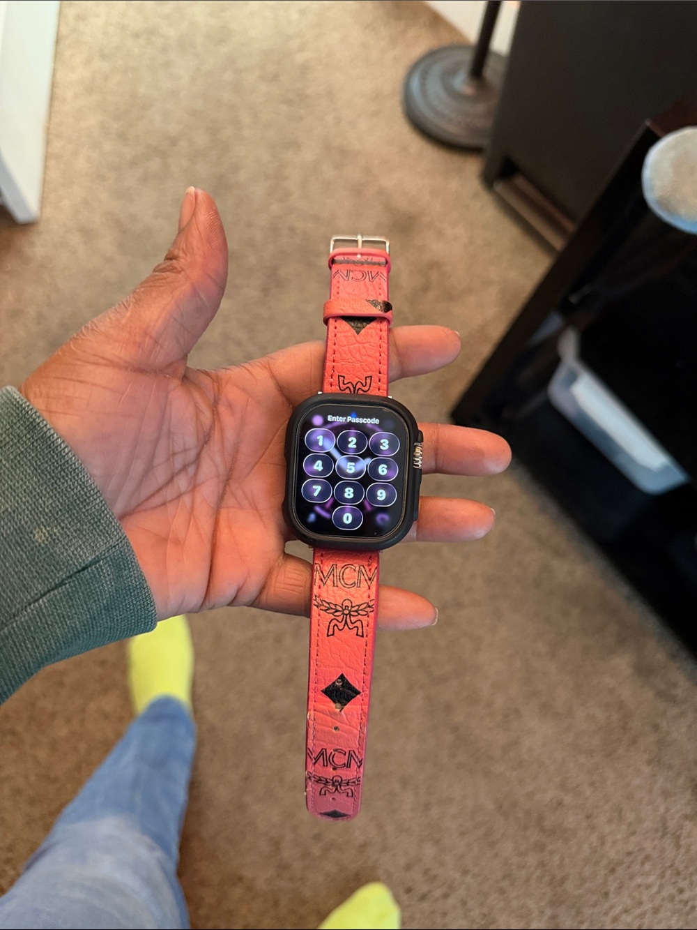 Pink MCM Logo Strap